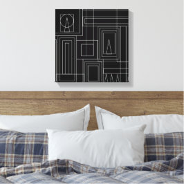 Art Deco Monochrome Print Wrapped Canvas Leinwanddruck