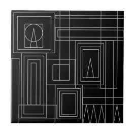Art-Deco-Monochrome-Tile-Untersetzer Fliese