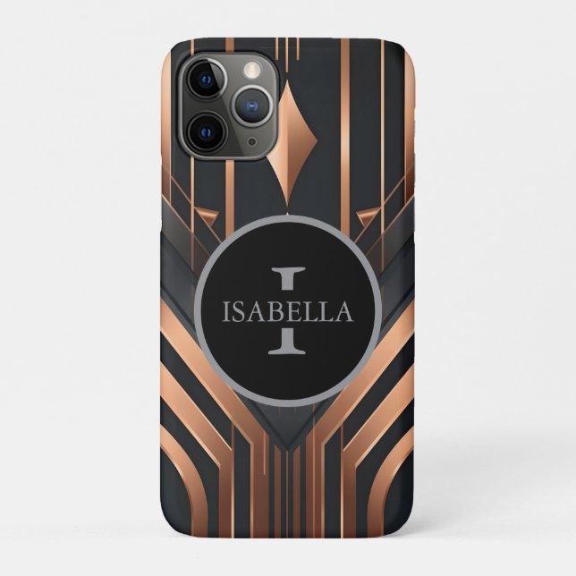 Art Deco Monogram Circle Name Design Case-Mate iPhone Hülle (Rückseite)