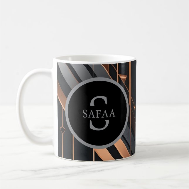Art Deco Monogram Circle Name Design Kaffeetasse (Links)
