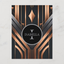 Art Deco Monogram Circle Name Design Postkarte