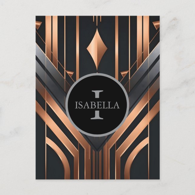 Art Deco Monogram Circle Name Design Postkarte (Vorderseite)