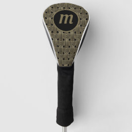 Art Deco Monogram Gold Black Golf Headcover