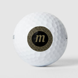 Art Deco Monogram Gold Black Golfball