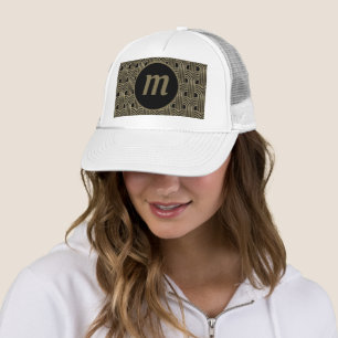Art Deco Monogram Gold und Black Truckerkappe