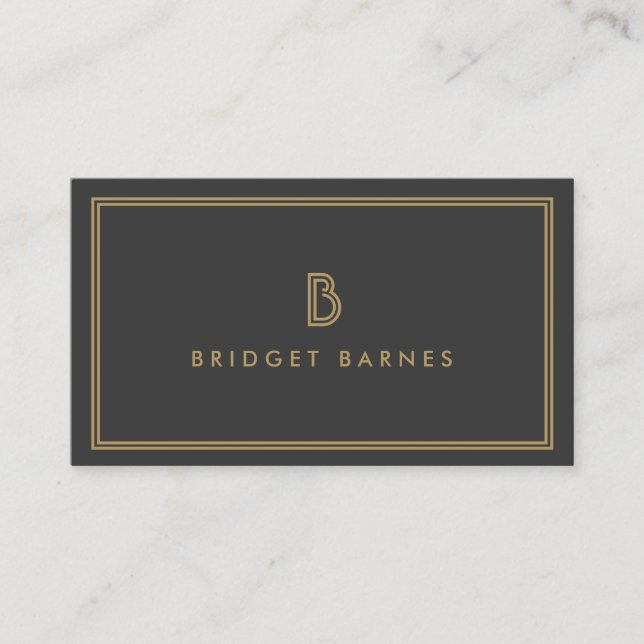 ART DECO MONOGRAM INITIAL LOGO in GOLD and GRAY Visitenkarte (Vorderseite)