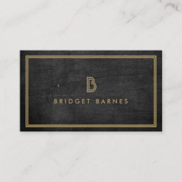 ART DECO MONOGRAM INITIAL LOGO IN GOLD on DK WOOD Visitenkarte