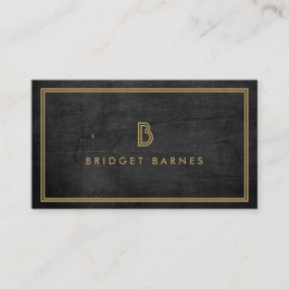 ART DECO MONOGRAM INITIAL LOGO IN GOLD on DK WOOD Visitenkarte