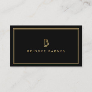 ART DECO MONOGRAM INITIALLOGIE IN GOLD UND SCHWARZ VISITENKARTE