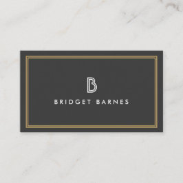 ART DECO MONOGRAM INITIALLOGIE IN WEISS UND GRAU VISITENKARTE