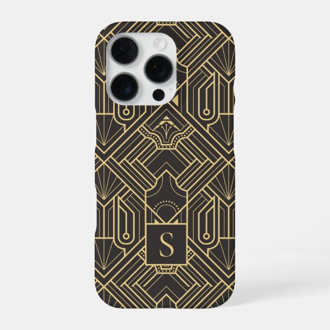 Art Deco Monogramm iPhone Hülle (Rückseite)
