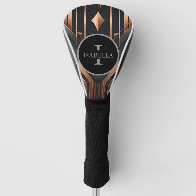 Art Deco Monogramm Kreis Namensdesign Golf Headcover (Vorderseite)