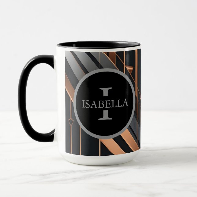 Art Deco Monogramm Kreis Namensdesign Tasse (Links)