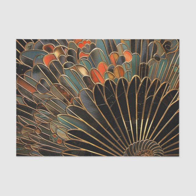 Art Deco Moody Fan Seidenpapier (Vorderseite)