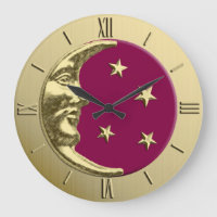 Art Deco Moon and Stars - Burgund und Gold