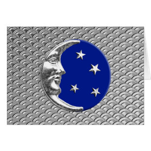 Art Deco Moon and stars - Cobalt Blue und Silver