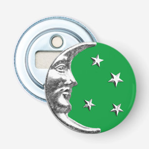 Art Deco Moon and Stars - Jade Green und Silver Flaschenöffner