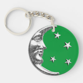 Art Deco Moon and Stars - Jade Green und Silver Schlüsselanhänger