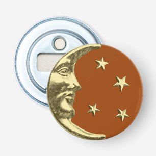 Art Deco Moon and Stars - Rostbraun und Gold Flaschenöffner