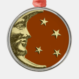 Art Deco Moon and Stars - Rostbraun und Gold Ornament Aus Metall