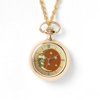 Art Deco Moon and Stars, Rust Brown und Gold Watch