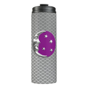 Art Deco Moon and Stars, Türkis & Silver Thermosbecher