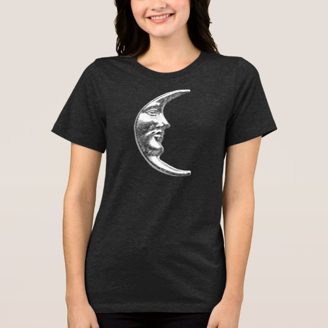 Art Deco Moon - Silber gebürstet Tri-Blend Shirt (Vorderseite)