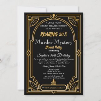 Art Deco Mord-Mystery-Party-Einladung aus den 1920 Einladung