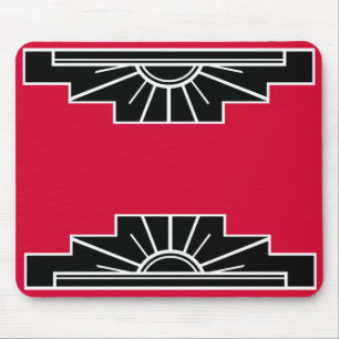 Art Deco Motif in B&W und Red Mouse Pad Mousepad