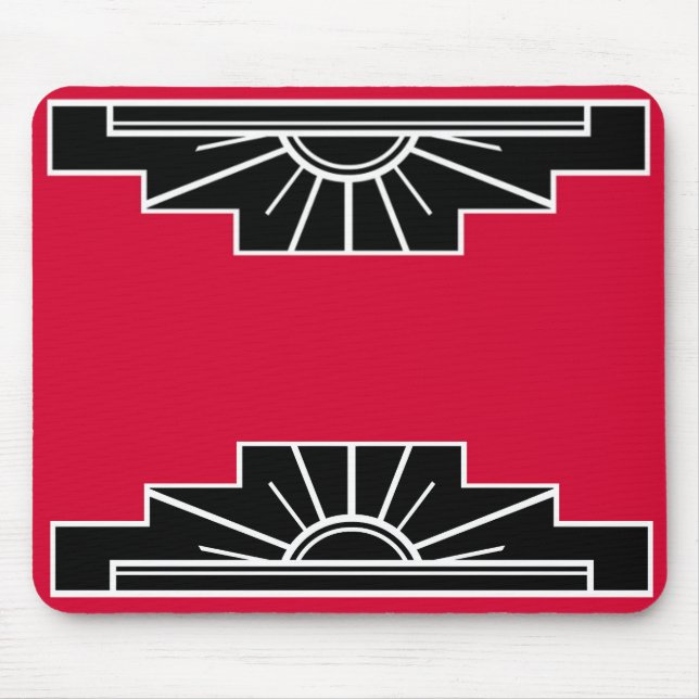 Art Deco Motif in B&W und Red Mouse Pad Mousepad (Vorne)