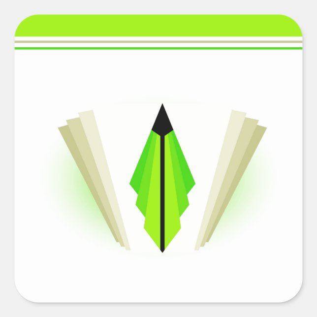 Art Deco Motif in Greens and Creams Square Sticker (Vorderseite)