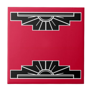 Art Deco Motiv in schwarz-weiß-roten Keramikfliese