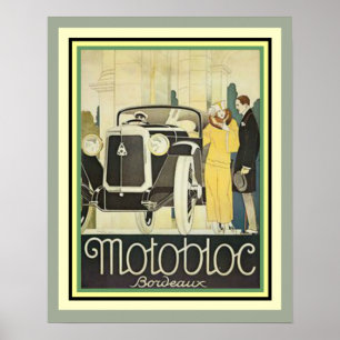 Art Deco Motobloc Bordeaux Plakat 16 x 20