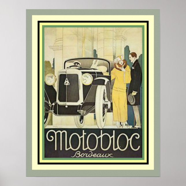 Art Deco Motobloc Bordeaux Poster 16 x 20 (Vorne)