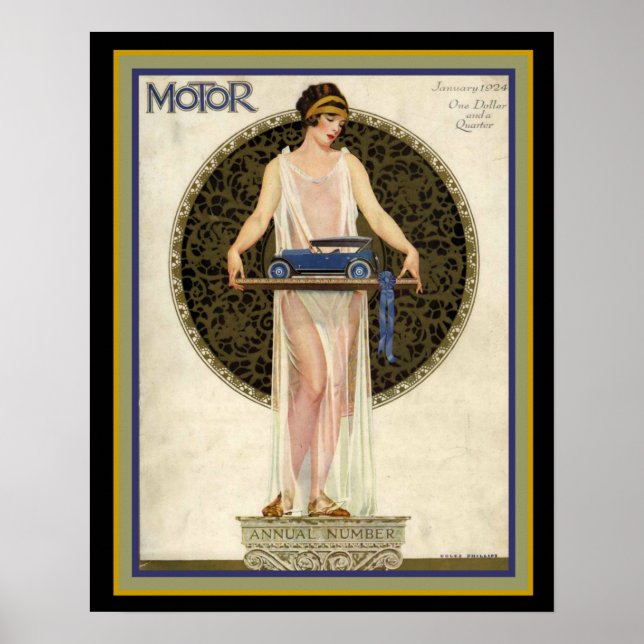 Art Deco Motor Magazine Cover 16 x 20 Poster (Vorne)