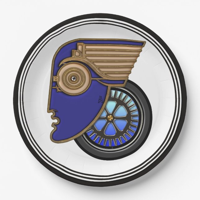 Art Deco Motorhead Pappteller (Vorderseite)