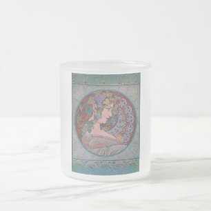 Art Deco Mucha Frau Mosaik Mattglastasse