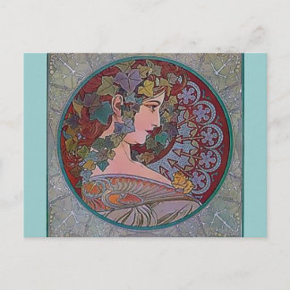 Art Deco Mucha Mosaik Postkarte