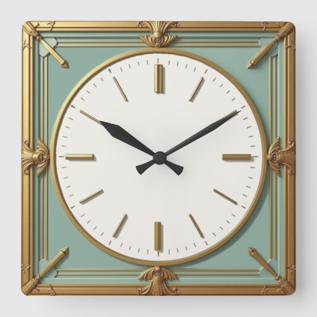 Art Deco Münze Quadratische Wanduhr (Vorderseite)