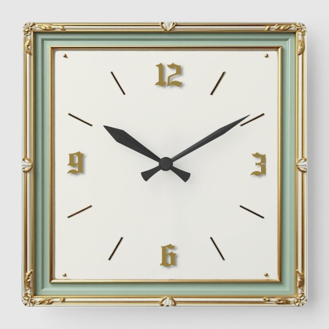 Art Deco Münze Quadratische Wanduhr (Vorderseite)