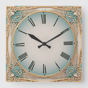 Art Deco Münze Quadratische Wanduhr
