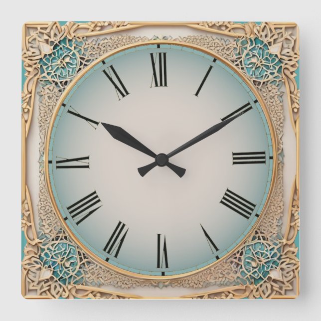 Art Deco Münze Quadratische Wanduhr (Vorderseite)