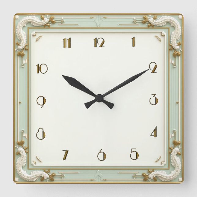 Art Deco Münze Quadratische Wanduhr (Vorderseite)
