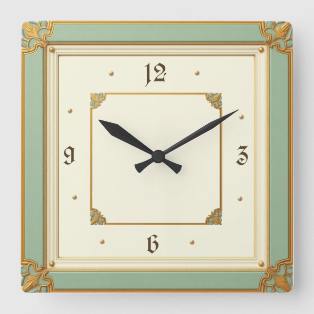 Art Deco Münze Quadratische Wanduhr (Vorderseite)