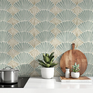 Art Deco Muschel-Blockdruck-Peel & Stick Tapete