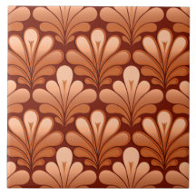 Art-Deco-Muschel-Muster, Kupfer und Rostbraun