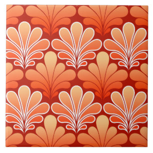 Art Deco-Muschel-Muster, Mandarinorange Fliese