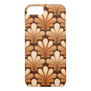 Art Deco Muschel Muster, Rose Gold und Dunkelbraun iPhone 8/7 Hülle