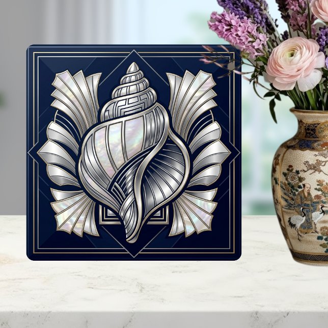 Art Deco Muschel Silber Perlmutt Stil Fliese (Von Creator hochgeladen)