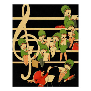 Art Deco Musikstudenten Poster – 1920er Flapper